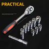 12PCS set of automotive repair tools, 1/2 large flying ratchet wrench, quick socket wrench set with ratchet installed tool