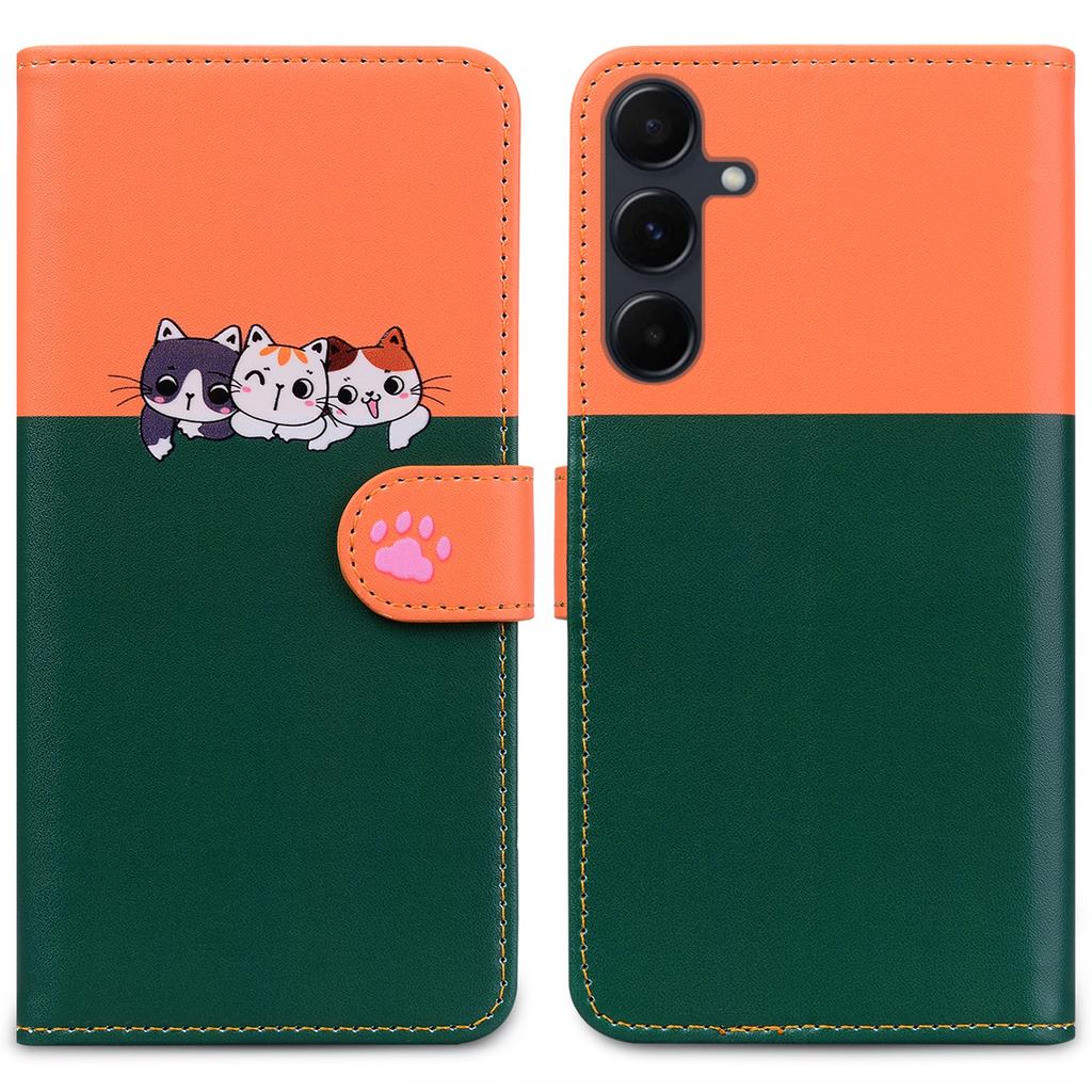 Cartoon Pet Series for Samsung Galaxy A35 5G Case Wallet Splicing Leather Cover