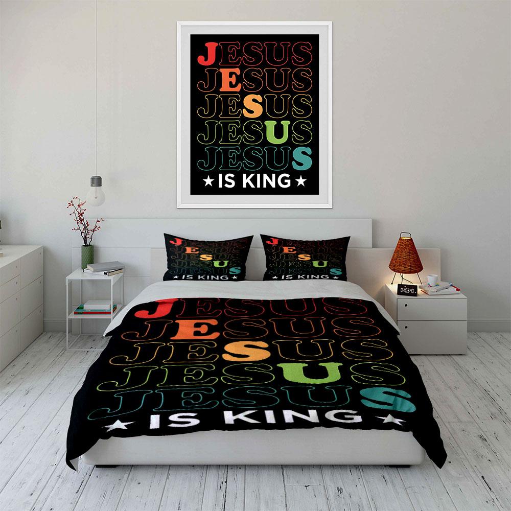 "Jesus Text In Gradient." Bedding Sets Duvet Cover Sets Duvet Covers Pillowcases(1 * Duvet Cover 2 * Pillowcases Without Duvet Insert)