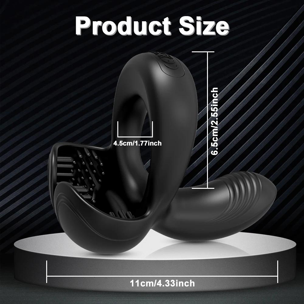 Remote Control Cock Ring for Men Penis Vibrator Male Ejaculation Delay Testicles Perineum Stimulator Massage Sex Toy for Couples