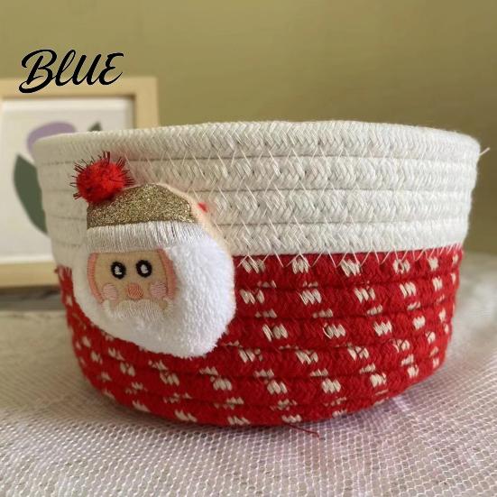 Cute Table Organizers Desktop Decorative Basket Christmas Woven Storage Cotton Rope Theme Organizer Handmade Fabric