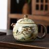 Ru kiln yellow exquisite teapot cover bowl single pot high-end tea brewer household ceramic teapot tea set Xishi pot series