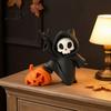 3D Printed PLA Halloween Gift Little Pumpkin Skull Ornament, Decor, Cute Desktop Handheld Sculpture Figurine for Home Table Decoration And Festive