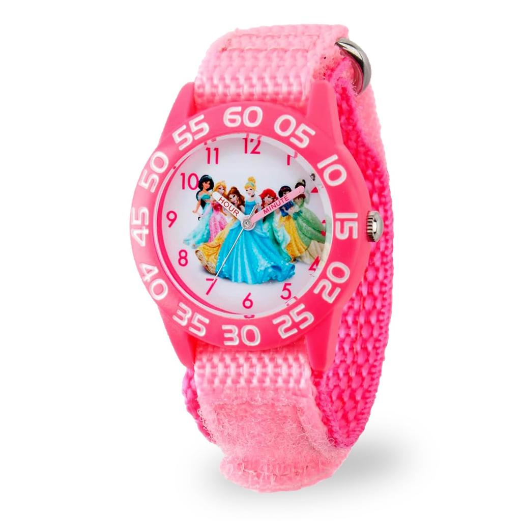 Disney W001990 Princess Time Teacher Watch with Pink Nylon Band Kids'
