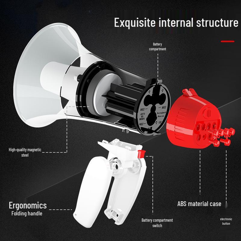 Dual Battery Outdoor Megaphone with Amplification and Recording for Stall Promotion