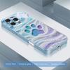 Blue purple gradient cat paw pattern glass phone case suitable for iPhone 17 16 15 14 13 12 11Pro Max Plus shockproof back cover