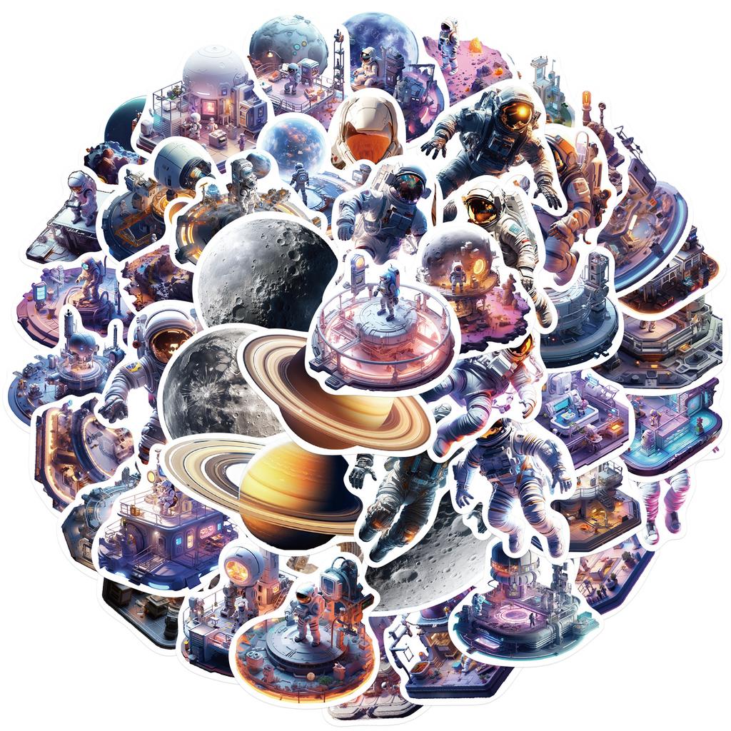 50 Astronaut Space Series Graffiti Stickers Personalized Decoration Guitar Laptop Suitcase DIY Waterproof Stickers