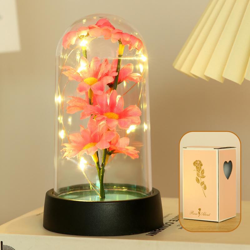 Valentine's Gold Folie Rose Glass Nattlys - Evig blomst Kreativ Ornament Bursdagsgave