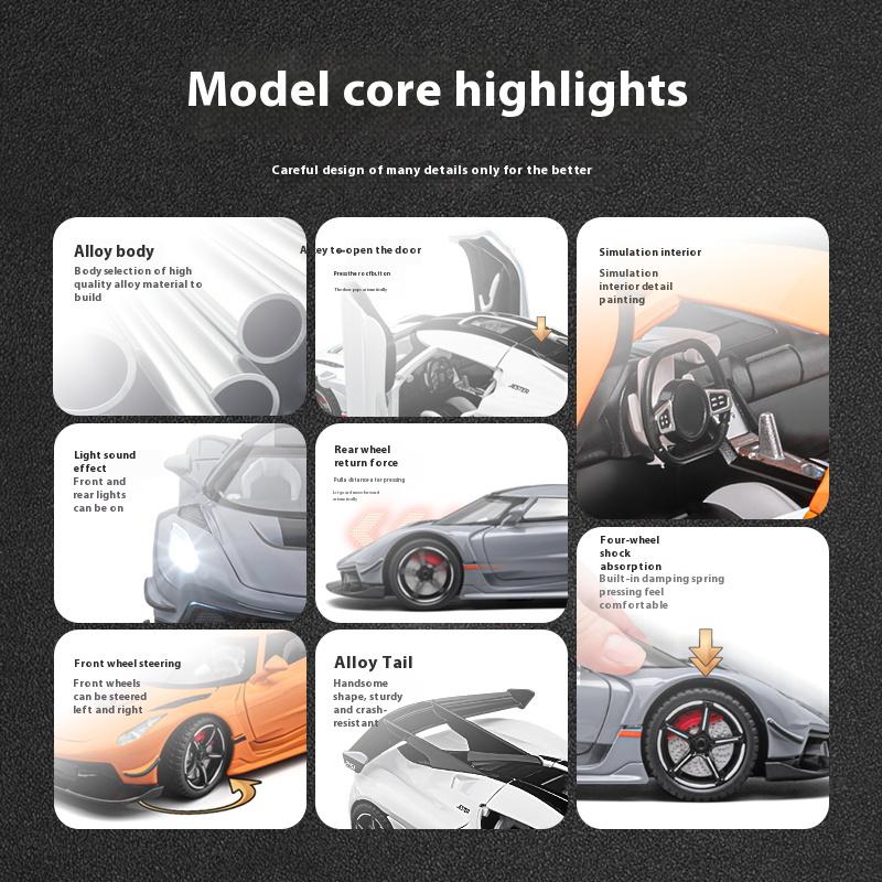 1/22 Koenigsegg Jesko Supercar Alloy Diecast Model Car Outdoor Display Products with High Simulation Collection Hobbies for Boyfriend Boys