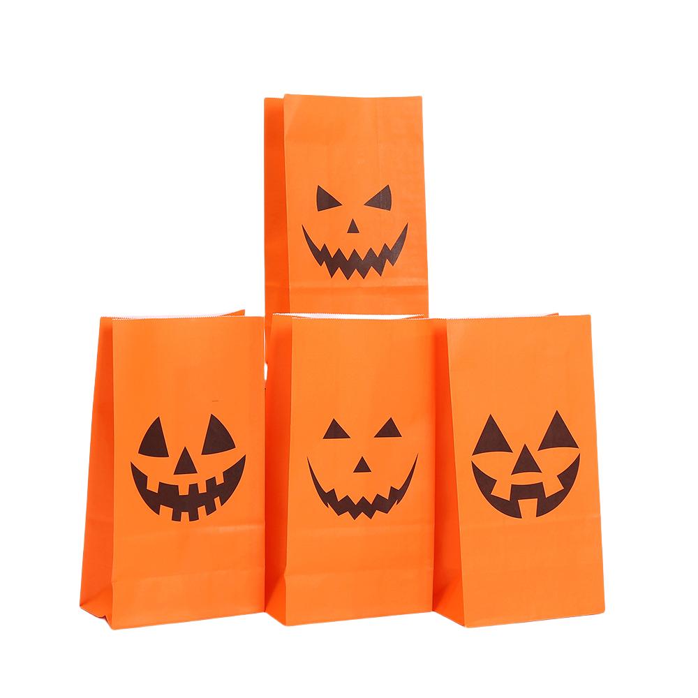 StoBag Halloween Pumpkin Paper Bags for Candy Treats Party Favors Trick or Treat Supplies Gift Wrap for Kids School Events