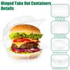 50 Pcs 6X6 Inch Clamshell Take Out Tray Take Out Containers Plastic Hinged Food Containers Disposable Takeout Box Transparent Ca