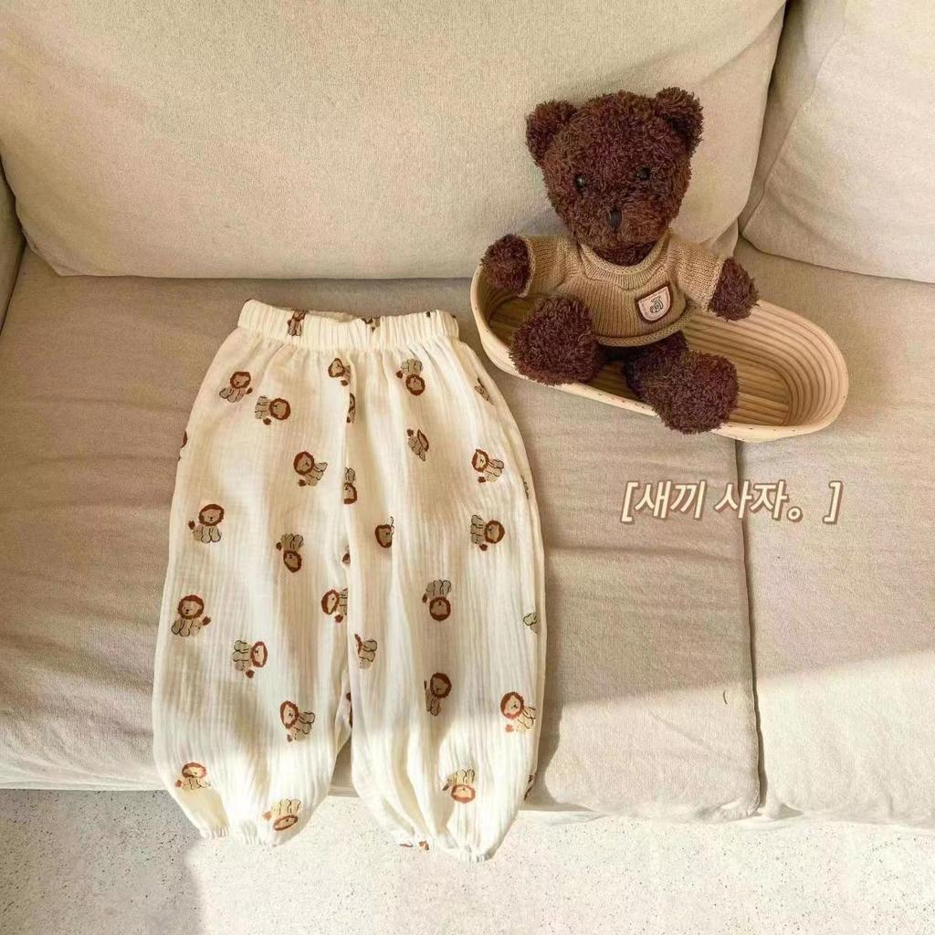 Kids' 2024 Summer Cotton Anti-Mosquito Pants - Korean Double Gauze Thin Bloomers for Boys and Girls