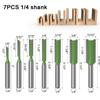 1/7pcs 6mm 1/4inch Shank Single Double Flute Straight Bit Milling Cutter for Wood Tungsten Carbide Router Bit Woodwork Tool