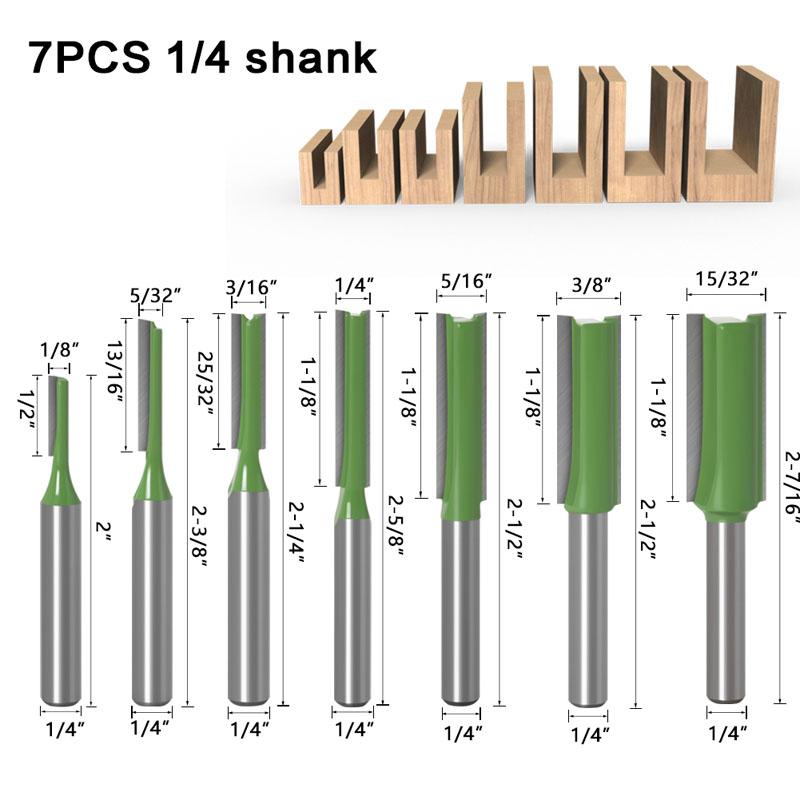 1/7pcs 6mm 1/4inch Shank Single Double Flute Straight Bit Milling Cutter for Wood Tungsten Carbide Router Bit Woodwork Tool