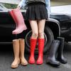 Fashion PVC High Tube Rain Boots Non-slip Thick Bottom Outdoor Water Shoes Rubber Shoes Waterproof Rain Shoes For Women