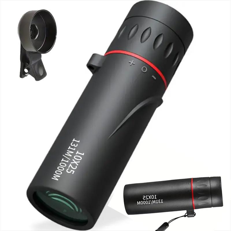10X25 Långräckviddigt HD Professionellt Vuxen Monokulär och Mini Bärbart Teleskop för Camping och Jakt Vandring Sport Utomhus