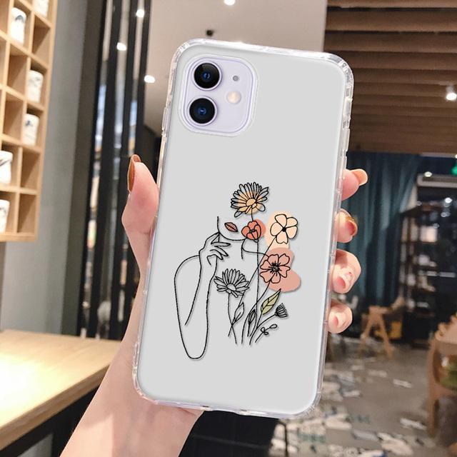 Blumenbedruckte, durchsichtige, gemusterte Hülle, Telefonabdeckung, Silikon-TPU für Xiaomi, iPhone, Samsung, widerstandsfähige, stoßfeste Handyhülle