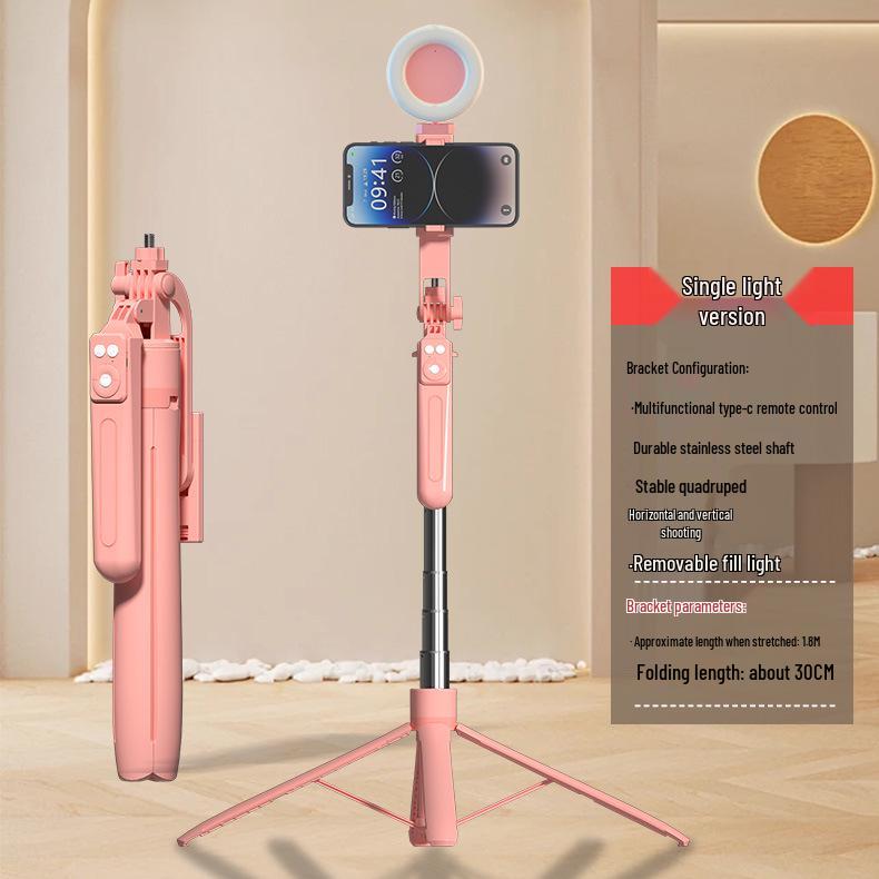 Bluetooth Selfie Stick & Tripod Stand: Anti-Shake, Retractable, 360° Rotation for Live Broadcasts