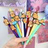 10pcs Yellow Capybara Series Retractable Press-action Writing Pens, Student & Office Stationery, Perfect for Study and Gift