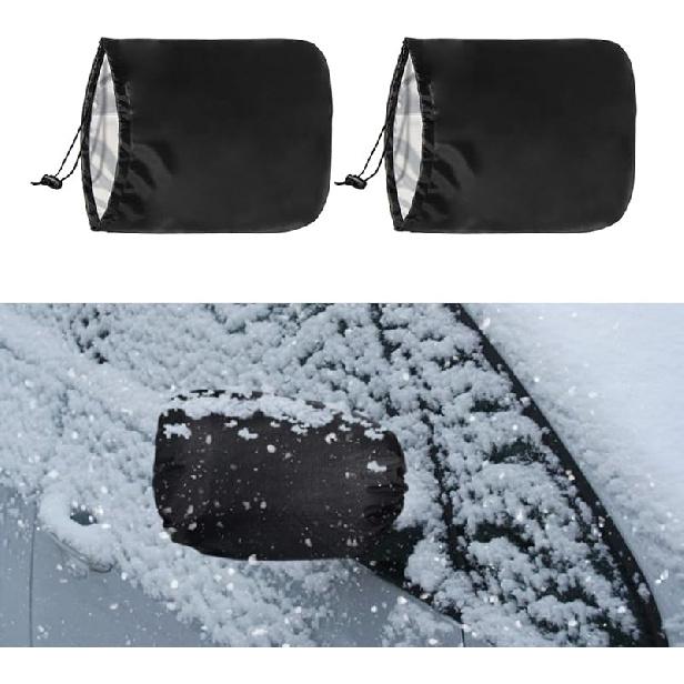 2PCS Car Side Mirror Covers - Waterproof Snow Mirror Cover Protects from Ice Snow Frost Dew Rain Bird Poop - Silver Coated Rearview Protection Cover
