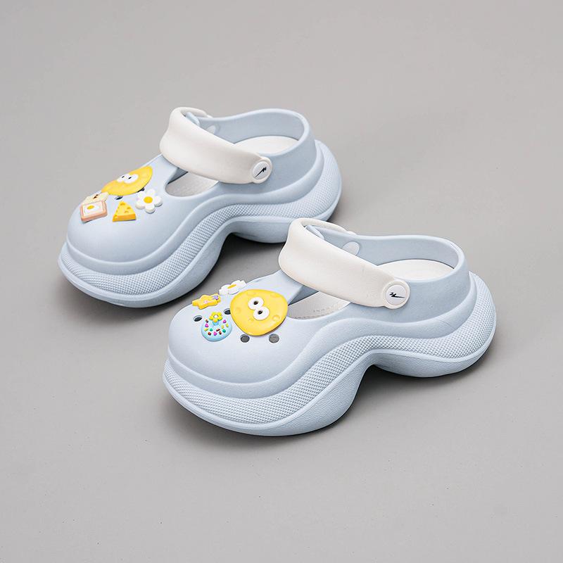 

CH1610-Yellow small sponge women s shoes 2025 new summer hole shoes versatile thick-soled soft-soled heightening slippers 35