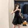 2025 Slimming Waist-Hugging Black Spaghetti Strap Dress - Hepburn Style