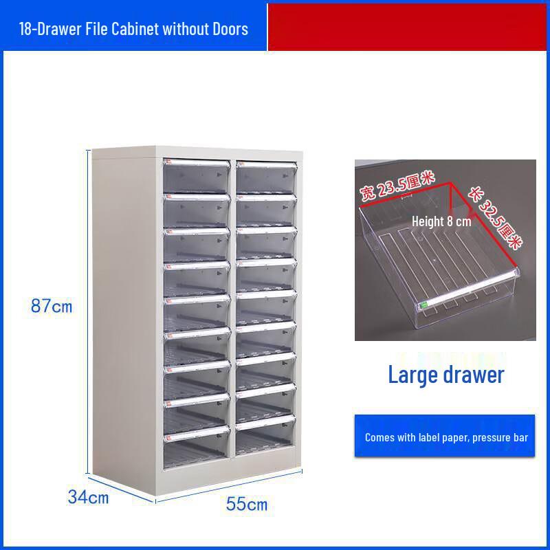 Lieve 18-Drawer Transparent Office Filing Cabinet with Lock