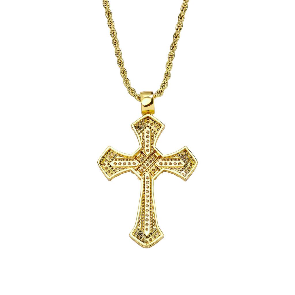 Hip Hop T Square Zircon Cross Pendant Hipster Men's and Women's Fashion Personality Necklace Accessories