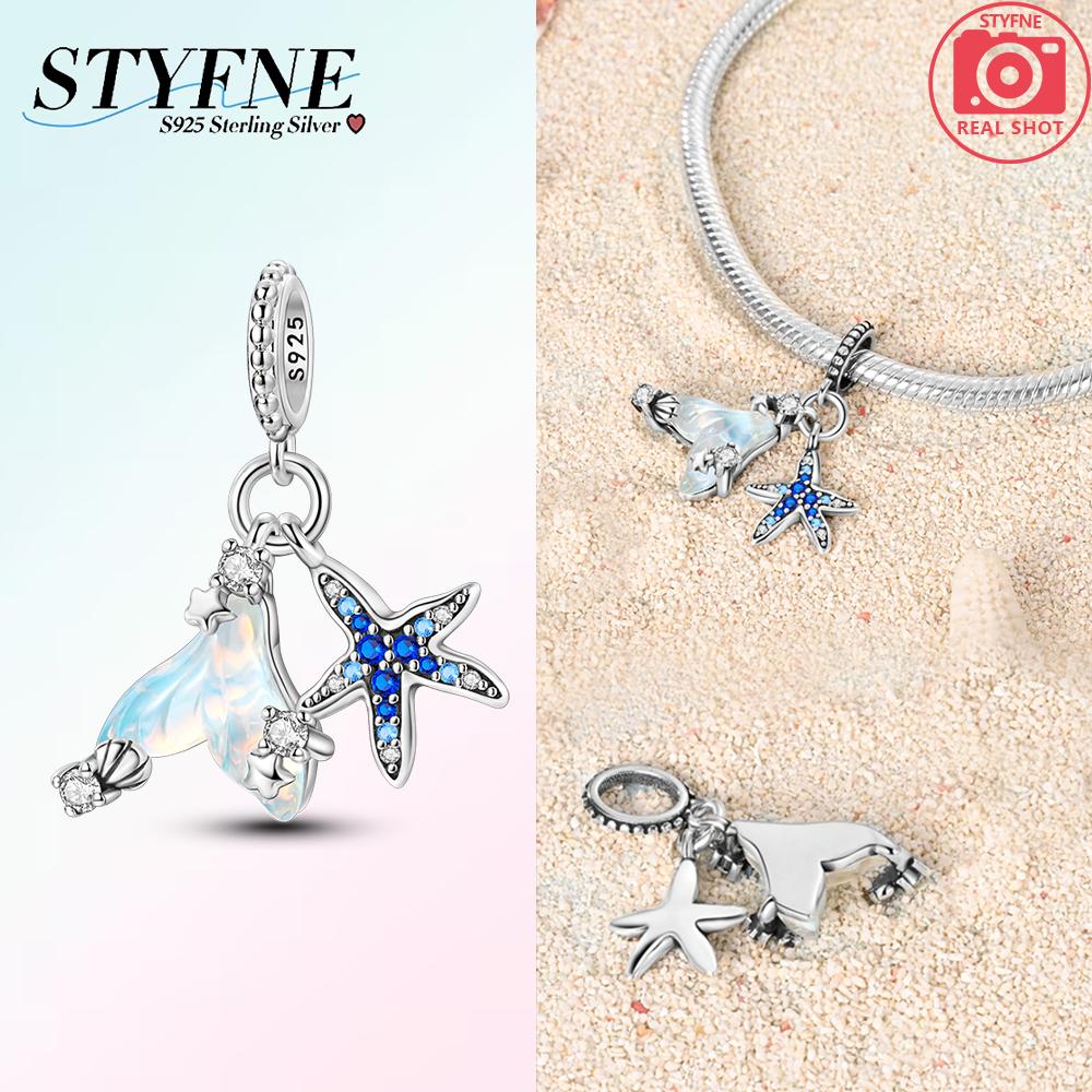 Original Copper Blue Octopus Tail Starfish Animal Seahorse Beads Charm Fit Bracelet Women Anniversary Gift Accessory Jewelry