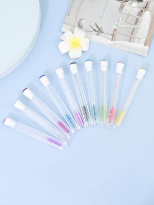 5/10Pcs Portable Makeup Mascara Brush with Drill Tube Installation, Disposable Crystal Rod Mascara Brush, Eyebrow Curling Comb