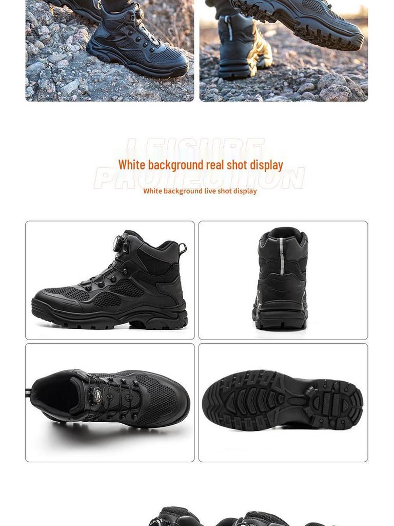 Expert Choice Lace-Free High-Top Safety Boots: Anti-Smash, Anti-Puncture, Non-Slip, Breathable.