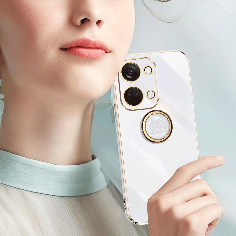 XINLI For OnePlus Nord 3 5G/Ace 2V Ring Holder Kickstand TPU Case Electroplating Phone Cover