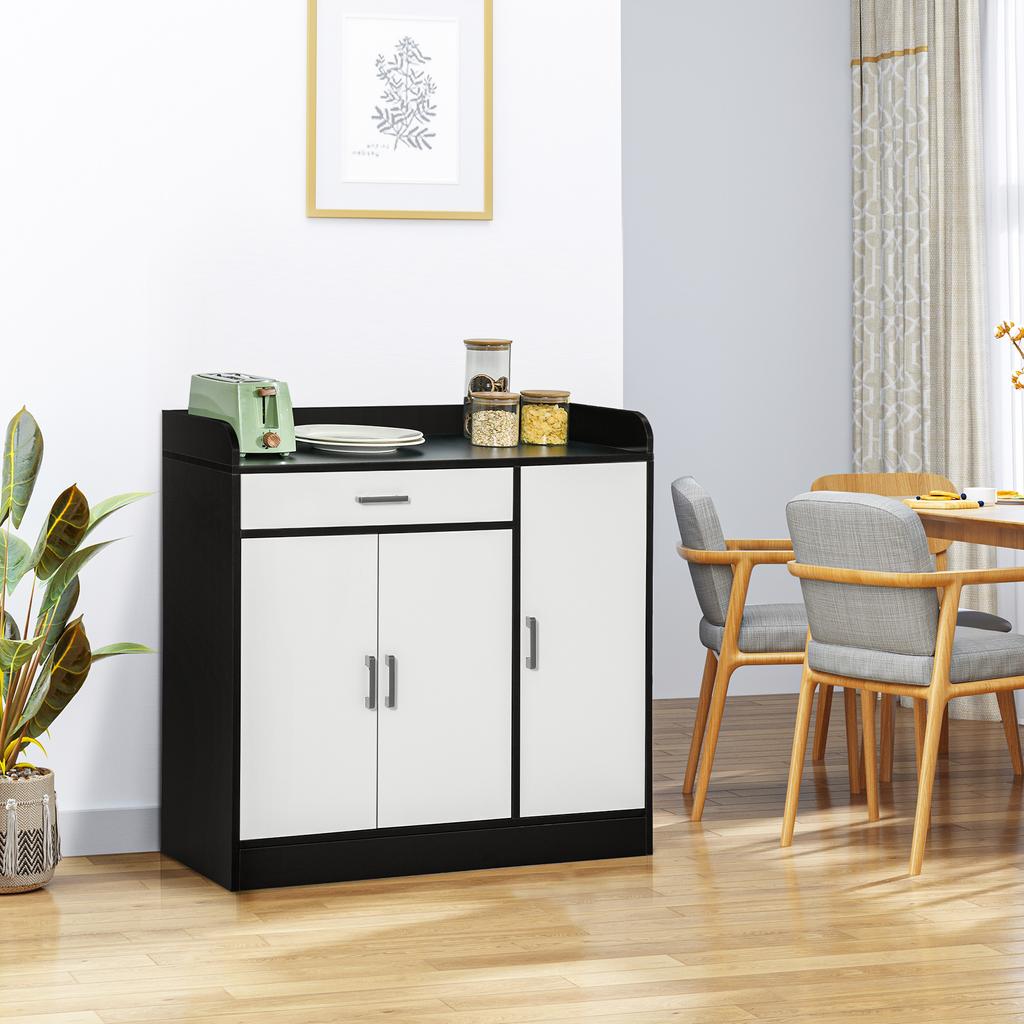 Modern Kitchen Cabinet In MDF with 2 Cabinets, 1 Drawer and Adjustable Shelves, 90x40x90 Cm