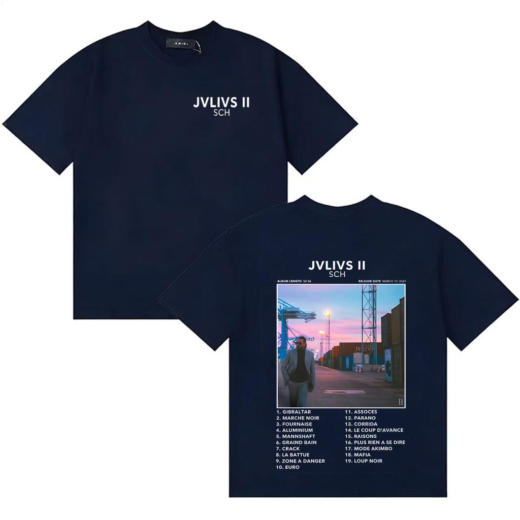 Rapper SCH JVLIVS Mode Cover Harajuku Hohe Qualität Lässig Übergroß Rundhals T-Shirt Unisex Damen Gemütlich Sommer Streetwear T-Shirts
