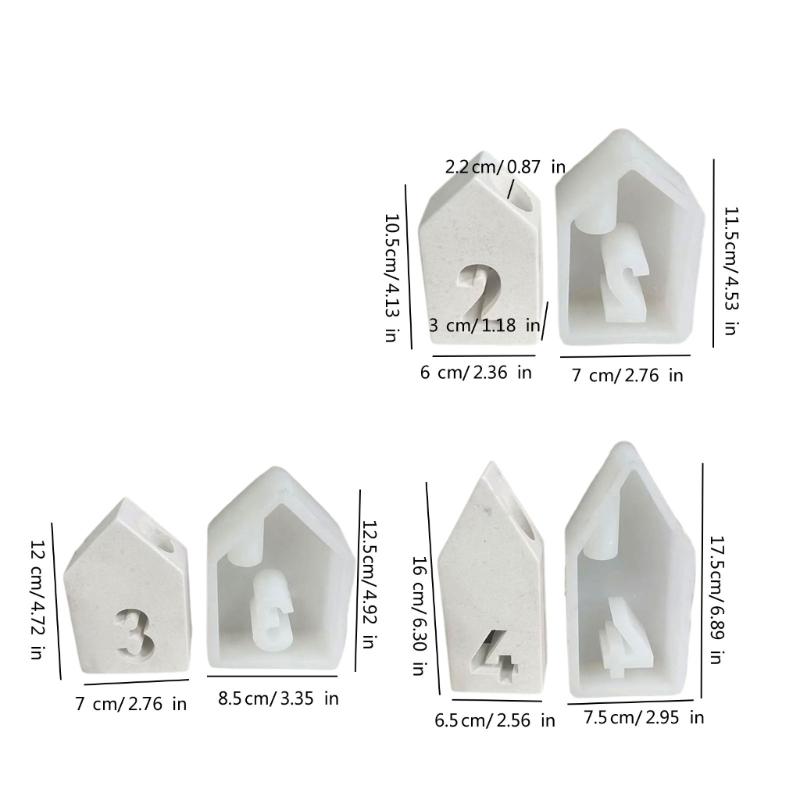 House Shaped Holder Molds, House Candlestick Molds for Candle Holder Gypsum Decorations Christmas Gift X3UC