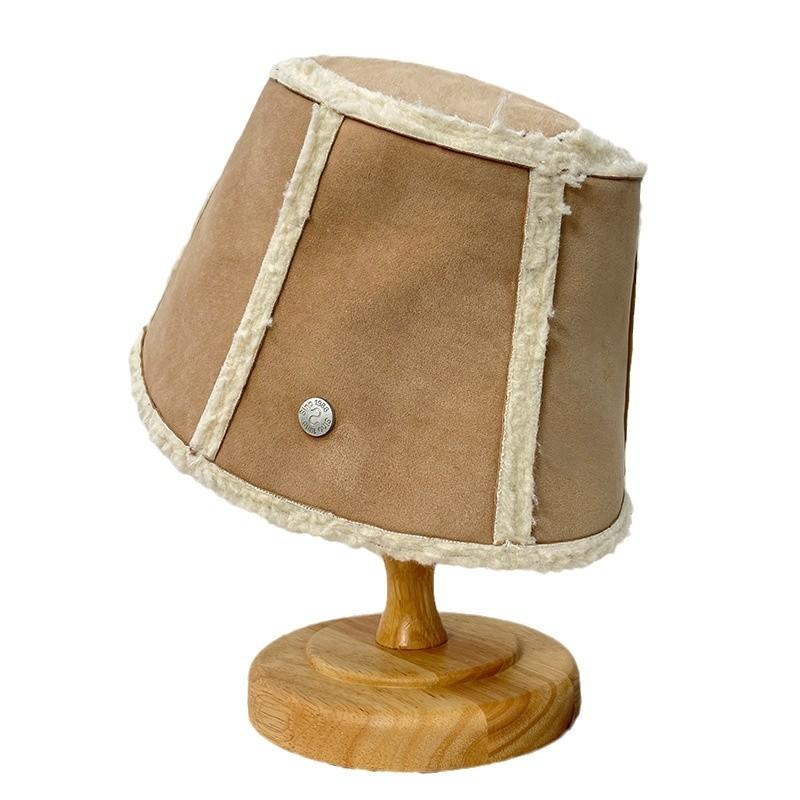 Suede Short Brim Basin Hat Autumn and Winter Teddy Velvet Thickened Warm Fisherman Hat Women's Versatile Korean Style Bucket Hat