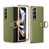 Elegant Plating Leather Ring Bracket for Samsung Galaxy Z Fold 6 5 4 3 Magnetic Case with Tempered Film Folding Shockproof Cover