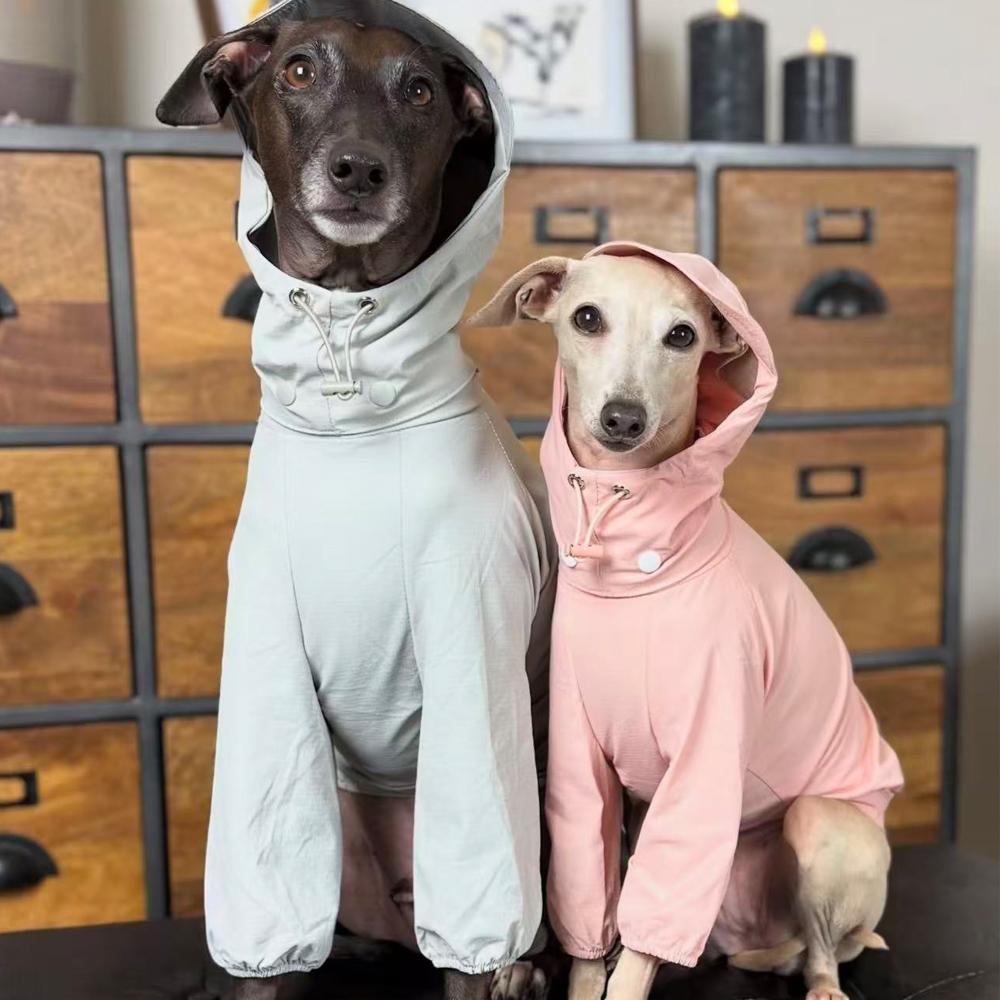 Spring Summer Pink Raincoat For Italian Greyhound Windproof Waterproof Grey Jacket For Whippet Dog Adjustable Hat Coat