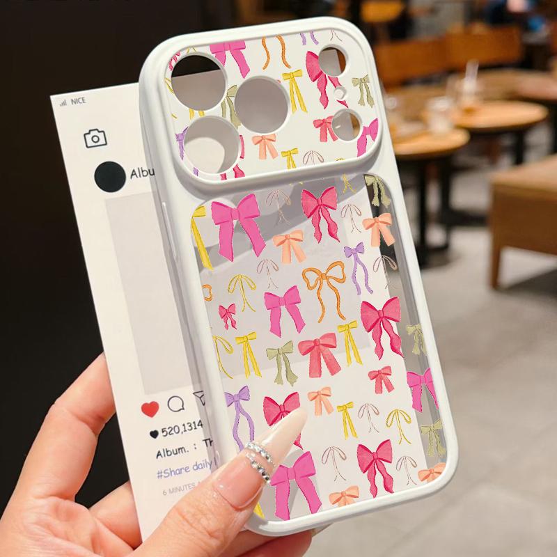 Colorful Bowknots Case For iPhone 17 Pro Max For iPhone 16 15 14 13 Pro Max Luxury Hybrid TPU+PC Clear Back Hard Cover
