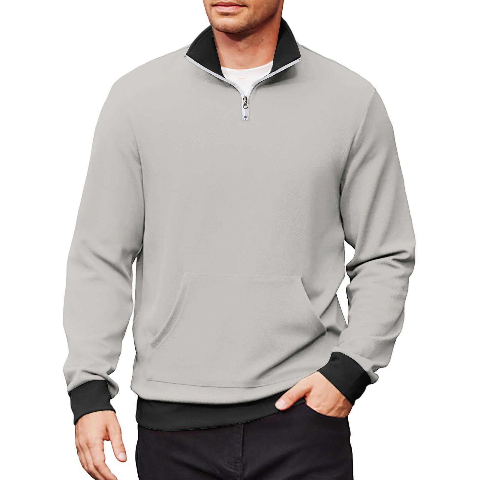 

Мужской повседневный свитшот с длинными рукавами, воротником на молнии до четверти. S