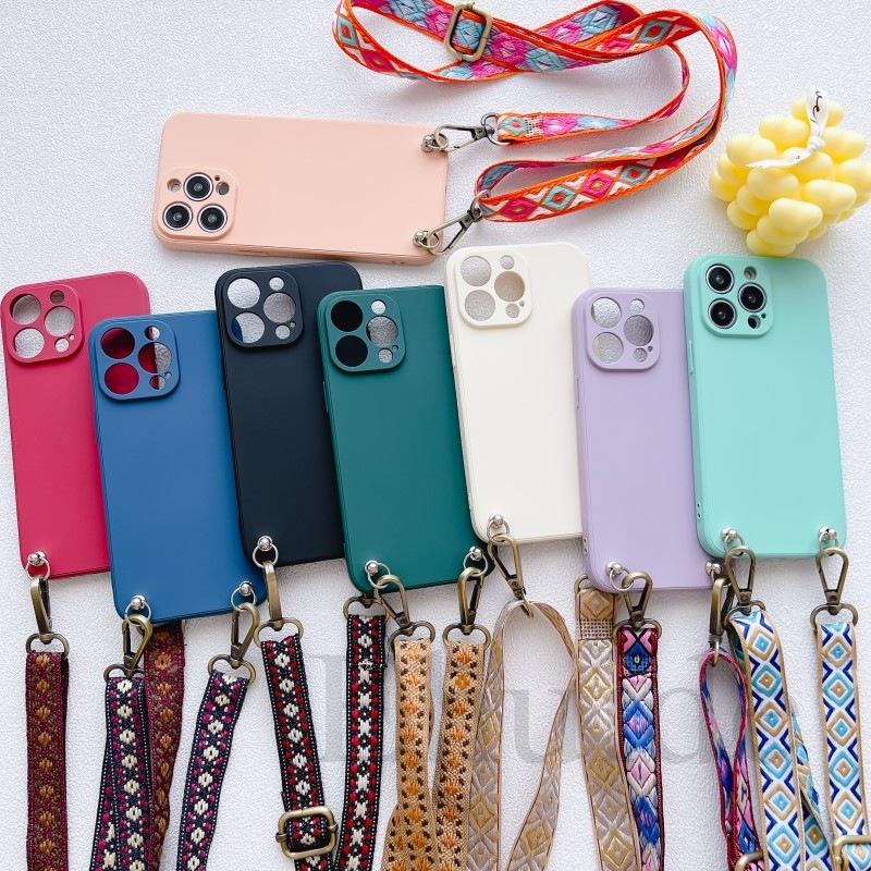 Retro Strap Case For Samsung Galaxy S25 Ultra S23 Plus S24 FE A56 A36 A16 A06 A26 Crossbody Lanyard Cord Liquid Silicone Cover