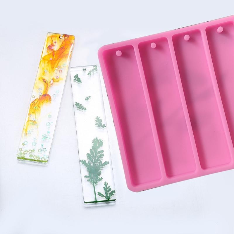 Bookmark Mould Rectangle Silicone Mold Making Epoxy Resin Jewelry Art Craft Hanging Hole Tool for Craft Making 5 In 1