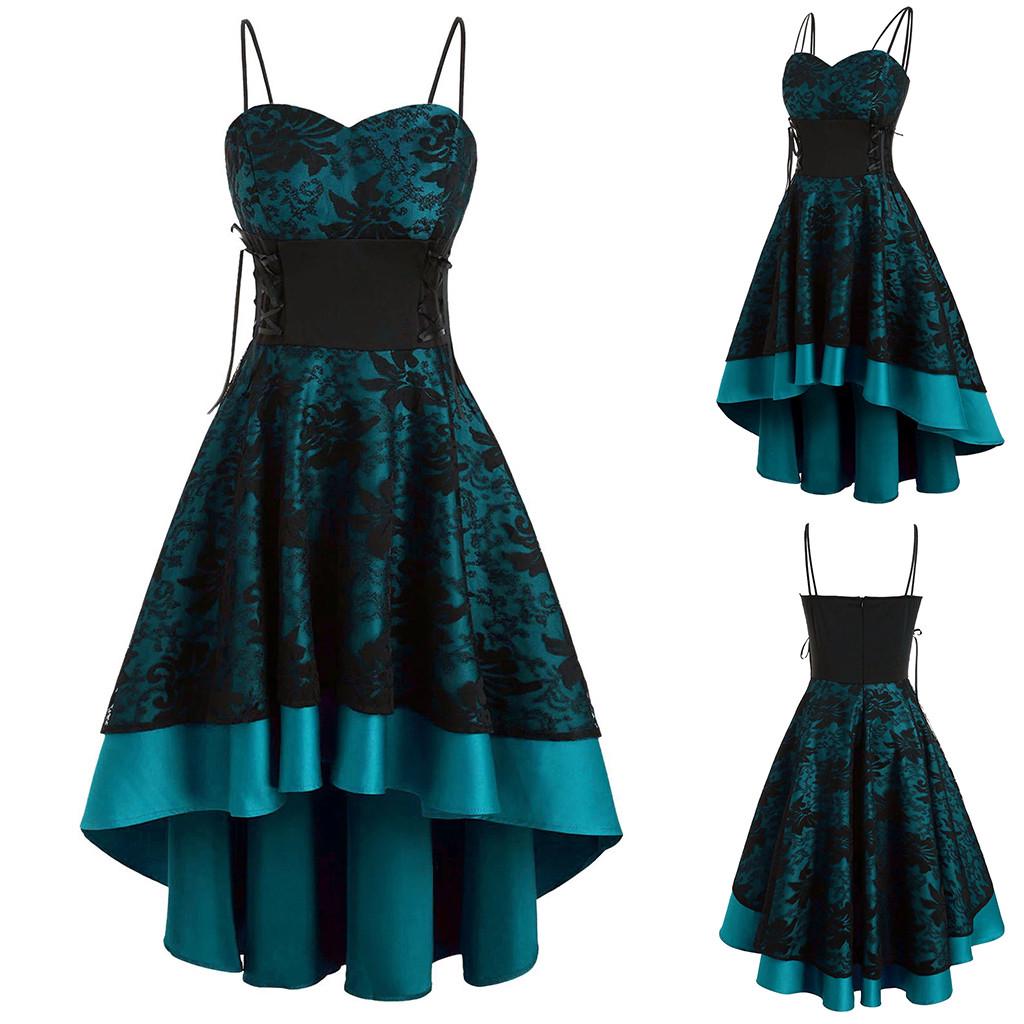 Womne Vintage High Grade Cami Bandage  High Low Dress Party Dress