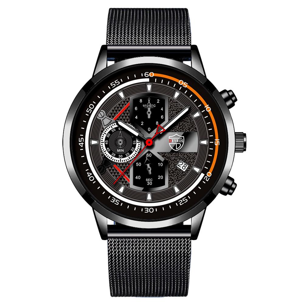 Trend Mesh Belt Watch Men S Automatic Calendar Luminous Quartz Watch