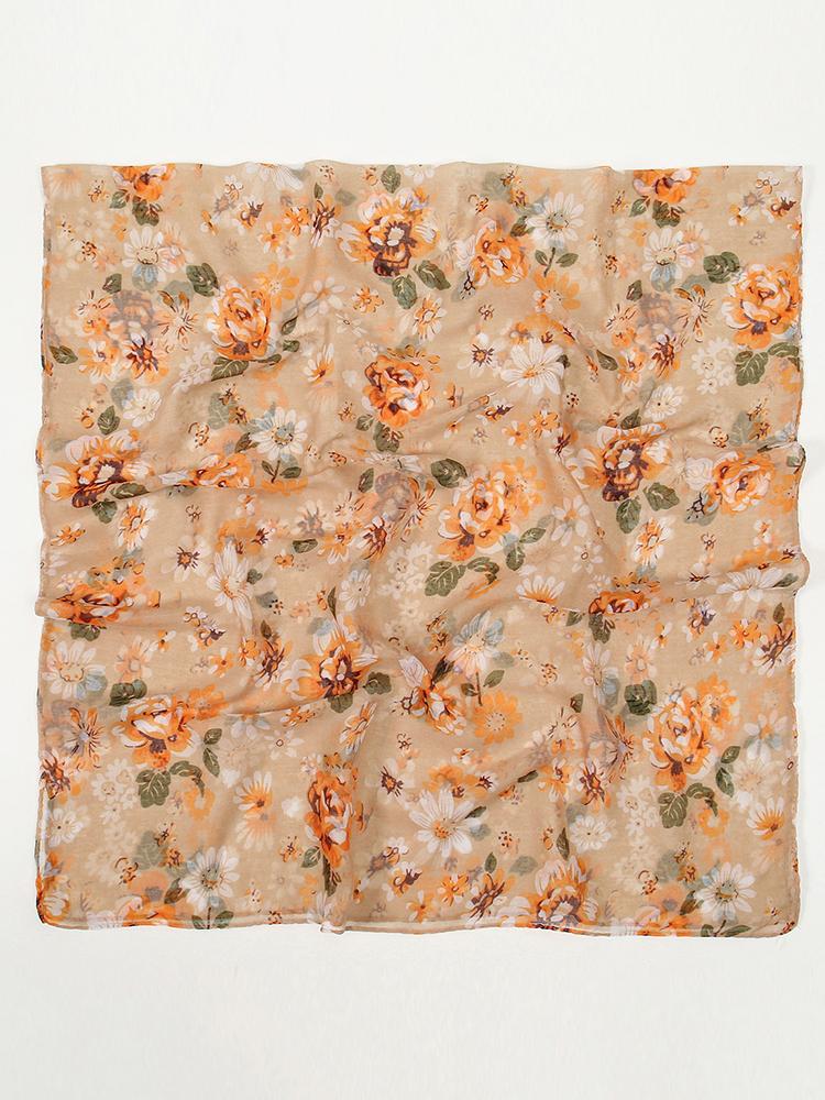 Elegant Women Retro Silk Scarf Print Wrap Shawl Lady Bandanas Hijab Boho Beach Long Scarve Pareo Headscarf Fashion Korean New