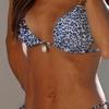 European and American New Sexy Splicing Leopard Print Bikini Two-piece Shell Decorative Lace-up Split Swimsuit