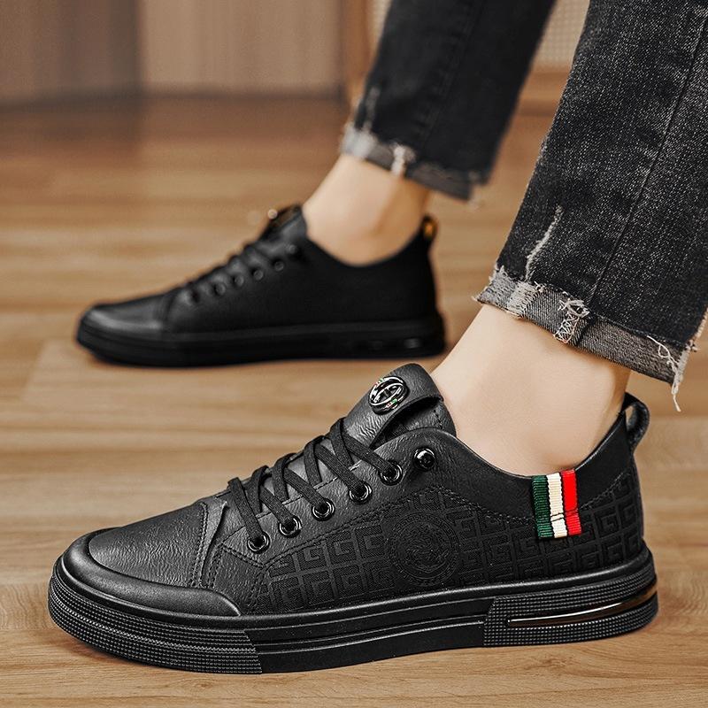 Black chef men's shoes summer waterproof and non-slip kitchen work flat shoes one pedal men's leather shoes casual trendy shoes