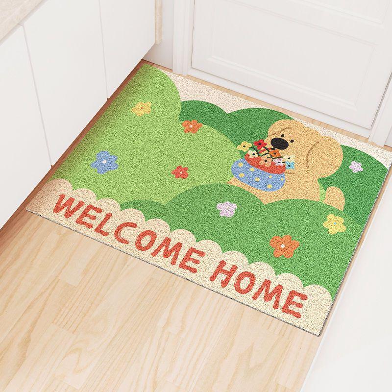 Hedvábná podlahová rohožka do domu s vintage motivem, vstupní dveře, protiprachová rohožka do domu, kreslený film, pronájem pokoje