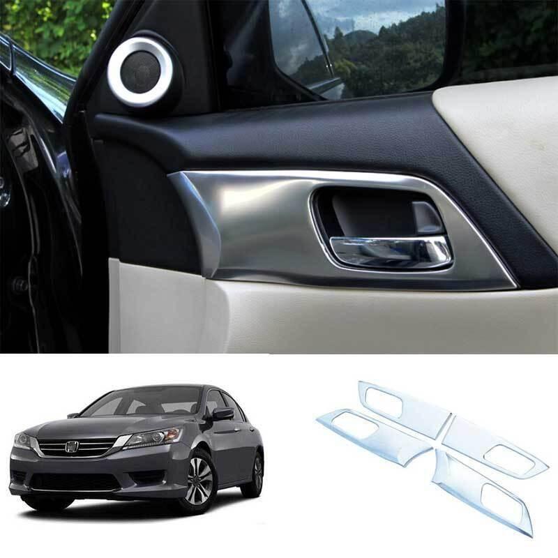 For Honda Accord 2013-2017 Silver Steel Inner Door Handle Lock Frame Trim 4pcs
