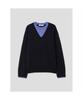 8seconds V-Neck Contrast Pullover Navy